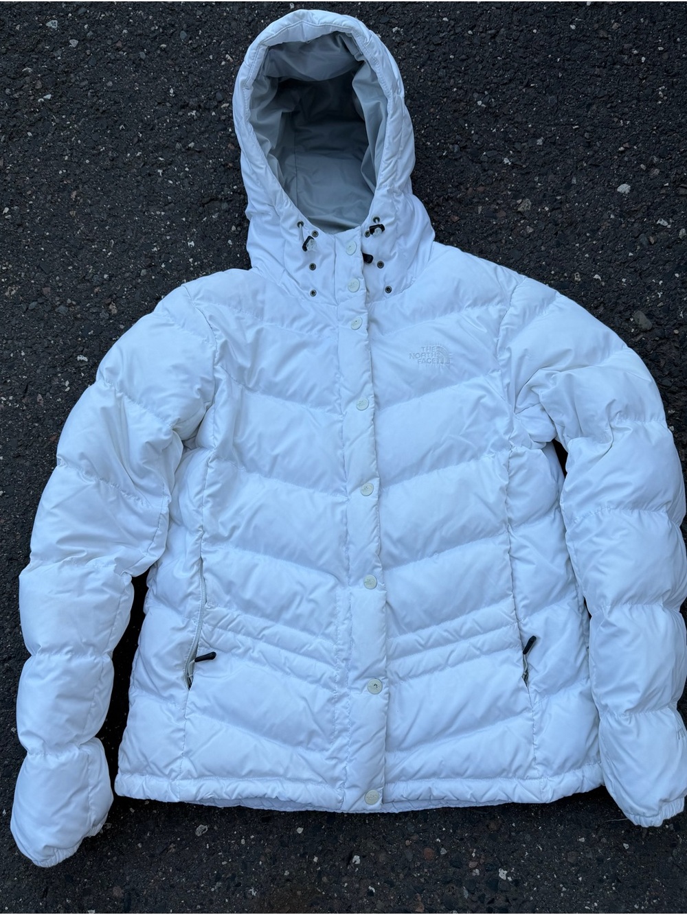 The North Face Women’s White 700-Fill Goose Down Hooded Puffer Jacket Size [L]